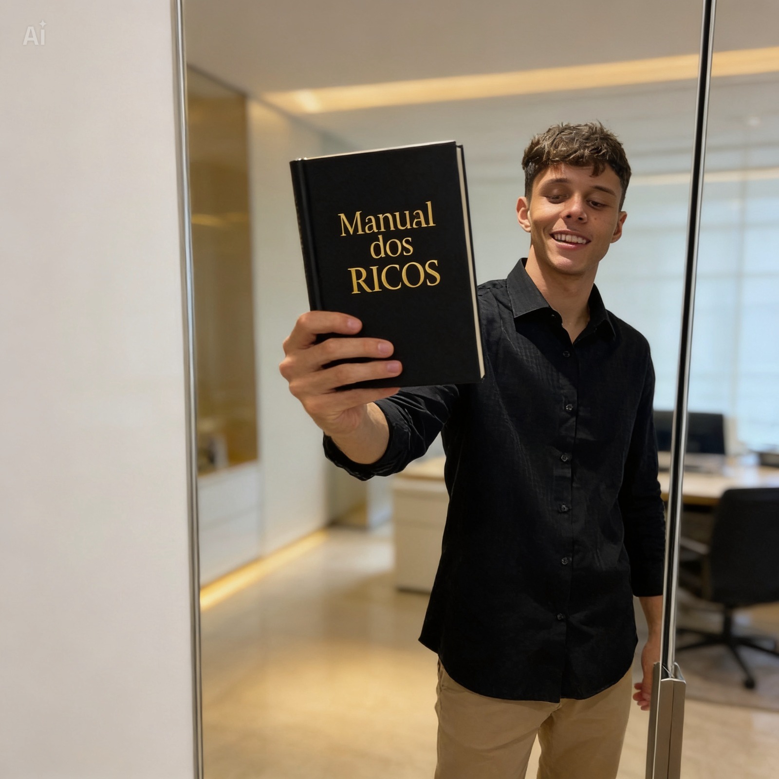 César Augusto segurando o Manual dos Ricos